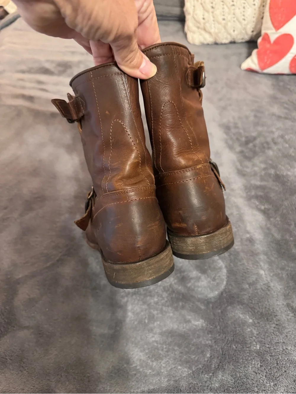 Frye Distressed Brown Leather Harness Boot